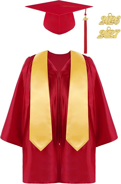 SOMSOC 4 Pieces Kindergarten Graduation Cap and Gown Set for Preschool Nursery Kids Graduation Stole Gown with 2026 Tassel