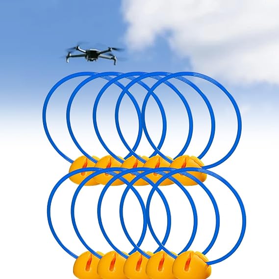 Outdoor Drone Obstacle Course Gates Kit, 1 2 3 5 10 Pack Drone Racing Obstacle Rings, Quadcopter RC FPV Training Loop Gate with Fillable Base(10pcs,70cm(27 1/2"))