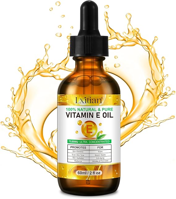 Vitamin E Oil for Skin (75,000 IU) - Daily Moisturising Body Oil for Women & Men - Nails, Face, Body & Hair Care - Moisturizer for Dry Skin, Scars, Fine Lines & Wrinkles - Moisturizing & Firming, 60ml