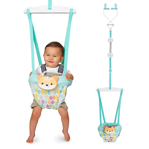 Infantino 2-in-1 Music & Lights Fox Doorway Jumper, Engaging Activity Jumper with Adjustable Strap & Motion-Activated Sounds for Babies 4 Months