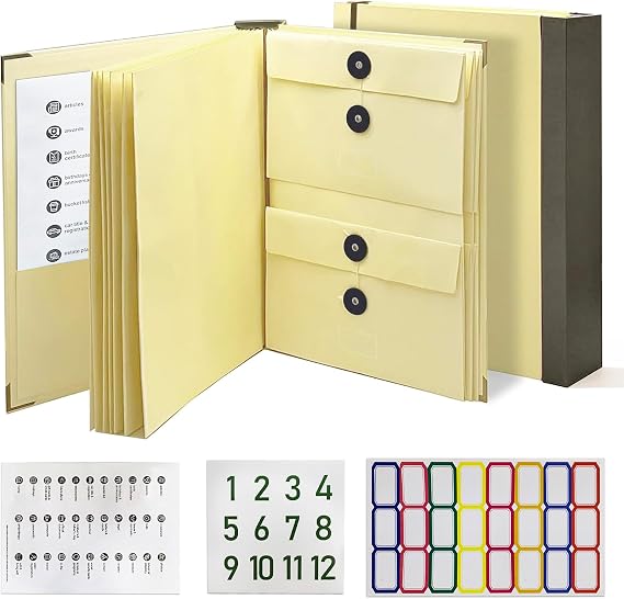 Document Organizer,File Organizer for Paper,Important Documents, Expanding File Folder for Office and School,in Case I Go Missing Binder(Yellow,2In Thinck)