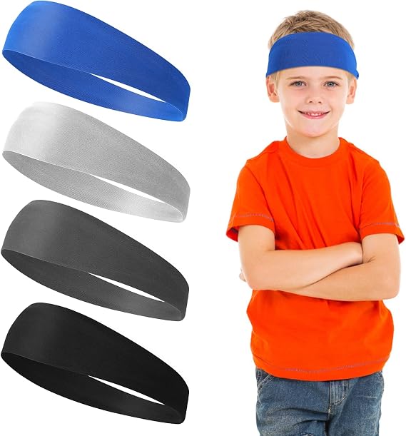 4 Pcs Football Sports Fan Headband Basketball Hair Bands Baseball Gear Gym Workout Sweatbands Running Yoga Athletic Bandana