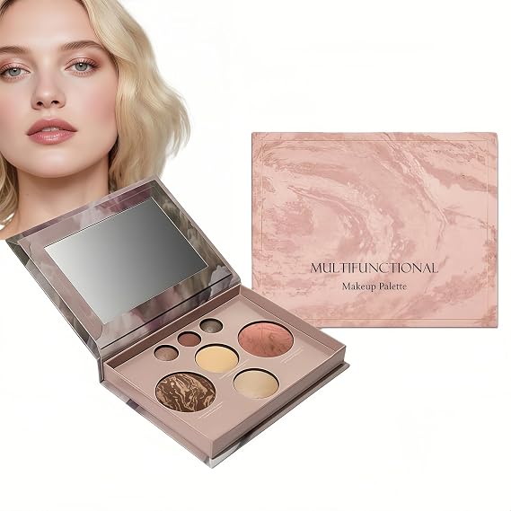 All-in-one Makeup Set,Baked Starter Makeup Kit for Women,Multi-in-One Eye Shadow Plate,Includes Bronzer,Blush,Highlighters &amp; Eyeshadows,Travel Friendly Baked Palette Makeup Set,Makeup Gift Set