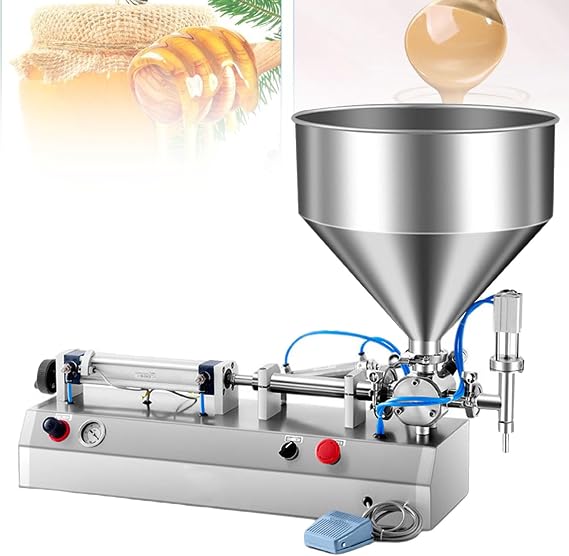 Manual Liquid Filling Machine Pneumatic Piston Filler - 10-100ml Semi-Automatic Paste Dispenser for Oil, Cream, Lotion, Honey