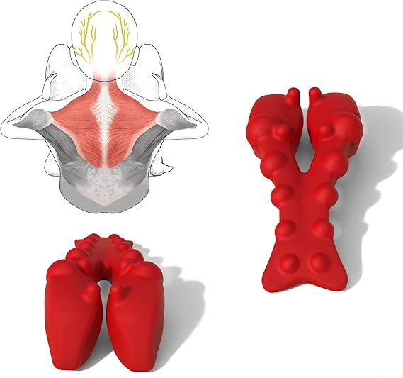 LittleMum Trapezius Massager, Neck, Shoulder & Upper Back Pain Relief Manual Massager Trigger Point Tool for Trapezius Tightness, Tension Headaches, Tech-Neck, and Suboccipital Release