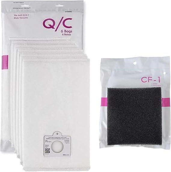 6 Style Q/C Hepa Bags + 1 CF 1 Chamber Filter. Compatible with Kenmore Elite Intuition Progressive 200 400 600 700 800 Series Canister Vacuum Cleaners. Part #'s 53292 5055 81002 50557 50558