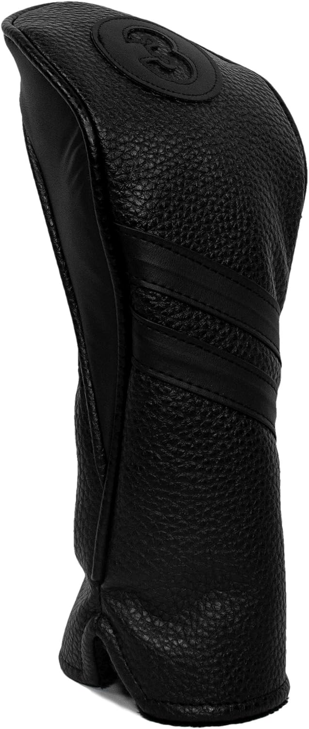 ProActive Sports Vintage Golf Club Head Cover for Fairway Wood | 3 Pieces Wooden Head Cover | Classic Leather Look Black/Black