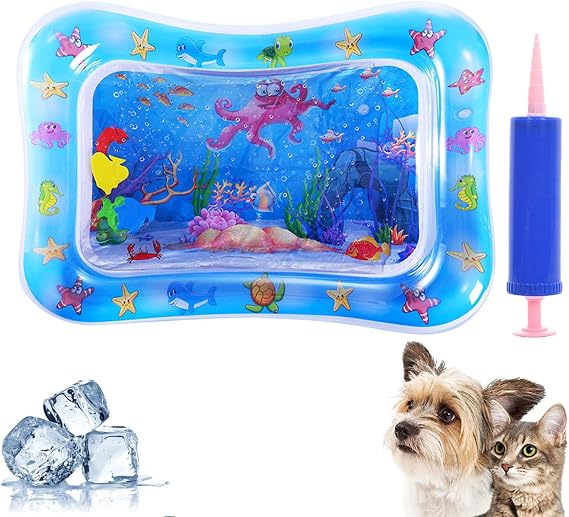 Pet Water Bed, Pet WaterBed for Dogs, Cat WaterBed Play Mat, CatWater bed Toy with Fish, Thickened SensoryWater Playmat for Cats, Self Cooling Pad Playmat forPet (#6)