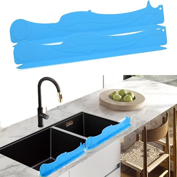 Kitchen Sink Water Splash Guard Protectors Front Edge 2-pack Ocean Blue