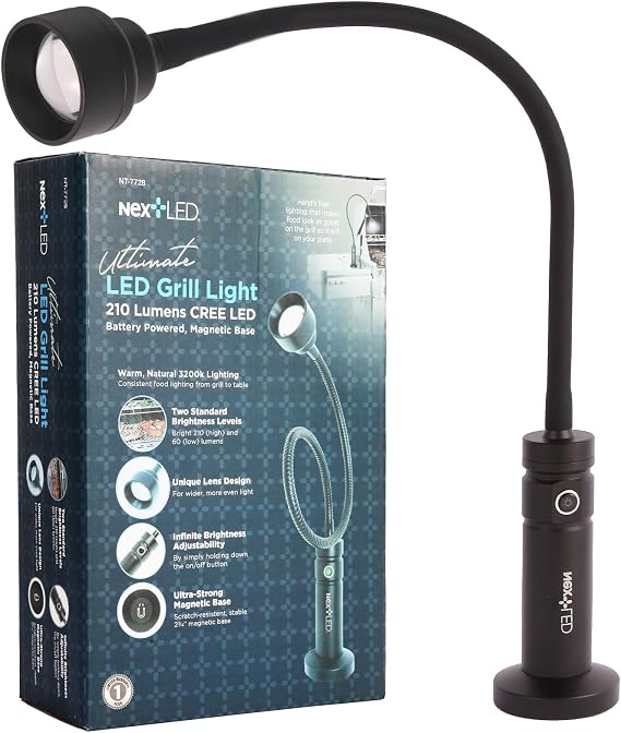 (Improved) NextLED NT-7728 Heavy Duty Magnetic Grill Lights for Outdoor Grill, 24 Inch Gooseneck with Magnetic Base, Warm Light, Heat & Water Resistant, BBQ Light, BBQ Grill Accessories