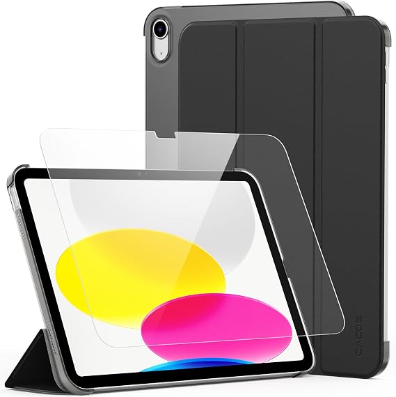 CACOE Case for iPad A16 11th/10th Generation + Screen Protector, Black