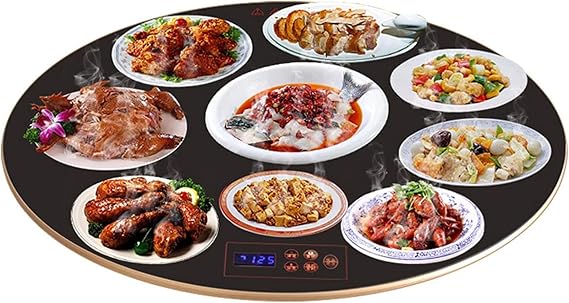 Food and Plate Warming Tray, 24in Round Electric Warming Tray Turntable Warming Hot Plate,Electric Food Warmer with Adjustable Temperature Control for Serving Dining Room