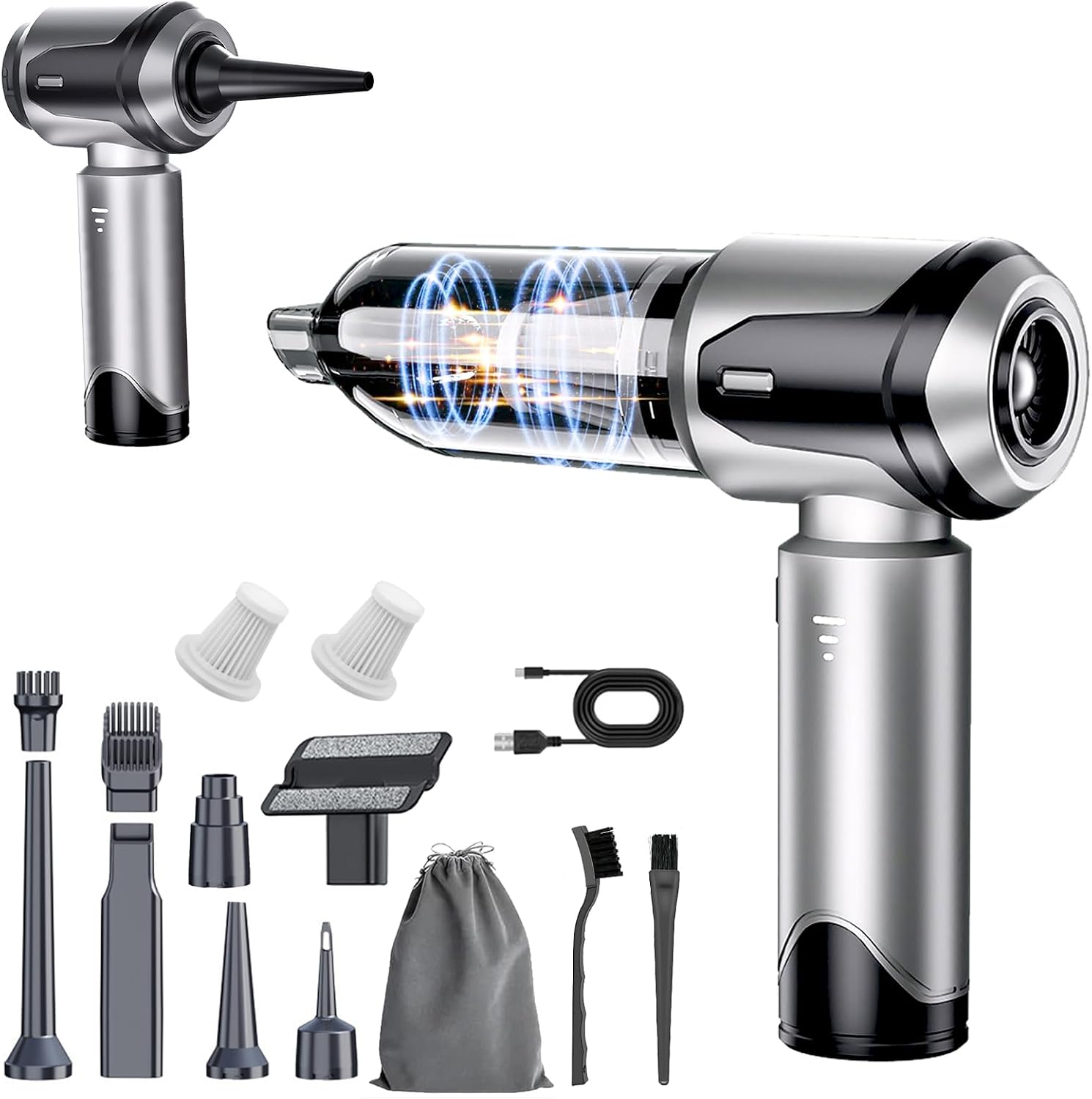 Car Vacuum Cleaner Portable Cordless, 20000PA 120W 4 in 1 High Power Handheld Cordless Vacuum Cleaner & Air Duster, Air Blower, Multi Nozzle, Brushless Motor 3 Speed Modes for Car, Home, Pet, Office