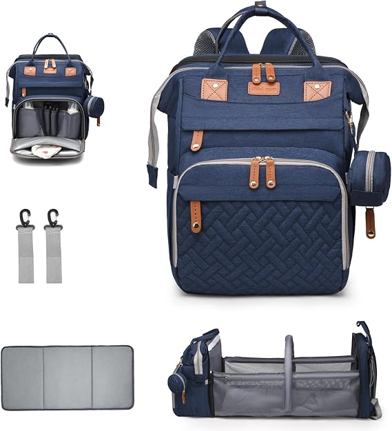 Diaper Bag with Changing Station, Pacifier Pouch, Waterproof Travel Design, Blue