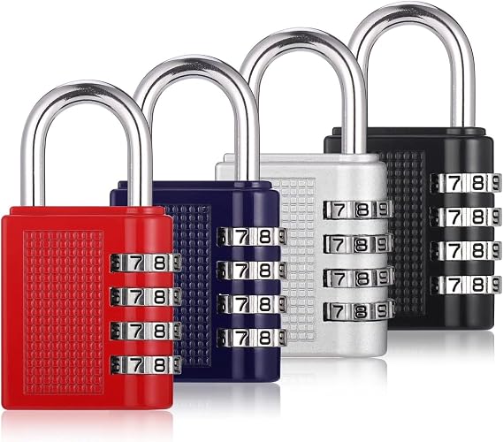 Kyrotech 4 Haneli Şifreli Çelik Asma Kilit, Anahtarsız Kombinasyonlu Güvenlik Kilidi, Çelik Gövde, Bavul, Valiz, Çanta, Dolap, Spor Çantası, Depo Kilidi, Asorti