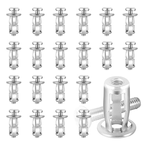 20Pcs M6 x 25 Hollow Door Anchor Set, Metal Cavity Fixing Anchors for Aluminium Cladding, Steel Pipe, Iron Sheet, Plastic Sheet (12 * 18MM)