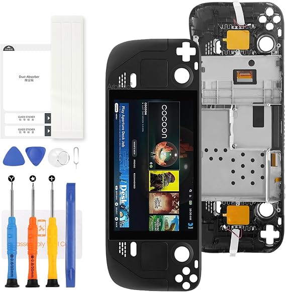Screen for Steam Deck Screen Replacement for Steam Deck LCD Screen Anti-Glare LCD Display Digitizer Assembly Repair Parts With Bezel (Antiglare Frosted Edition Not Fit HD)