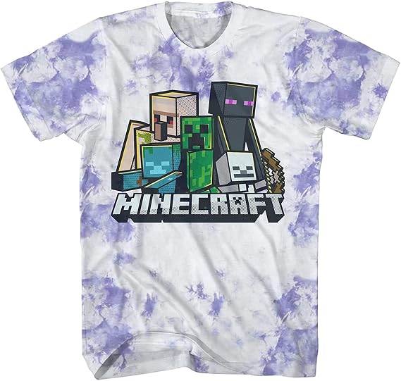 Minecraft Boys Video Game T-Shirt - Black and Green Creeper Face - Official Shirt