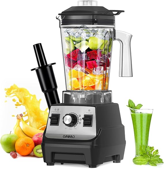 OMMO Blender 1800W, High Speed Countertop Blender with 60oz BPA-Free Jar