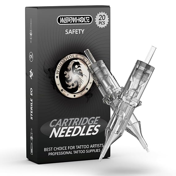 Wormhole Tattoo 20Pcs Tattoo Needles 7RL Disposable Tattoo Cartridge Needles Round Liner for Tattoo Gun Cartridge Machine Permanent Makeup (1007RL)