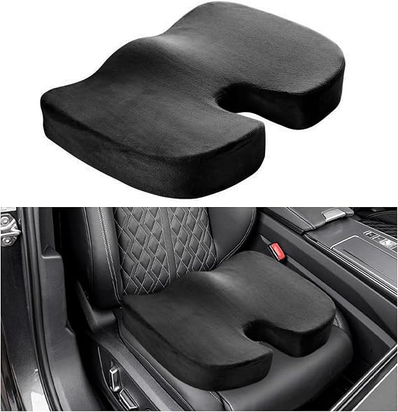 Ohleats Memory Foam Seat Chair Cushion, Comfortable Auto Cushions for Long Periods of Sitting, Pregnancy Car Seat Cushion for Back, Coccyx & Sacrum Pain Relief, Car Accessories (Black)