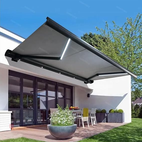 Electric Retractable Patio Awning - Motorized Sunshade Shelter, Waterproof & UV-Resistant Canopy for Deck, Balcony, Yard - 2x1.5m Outdoor Folding Awning