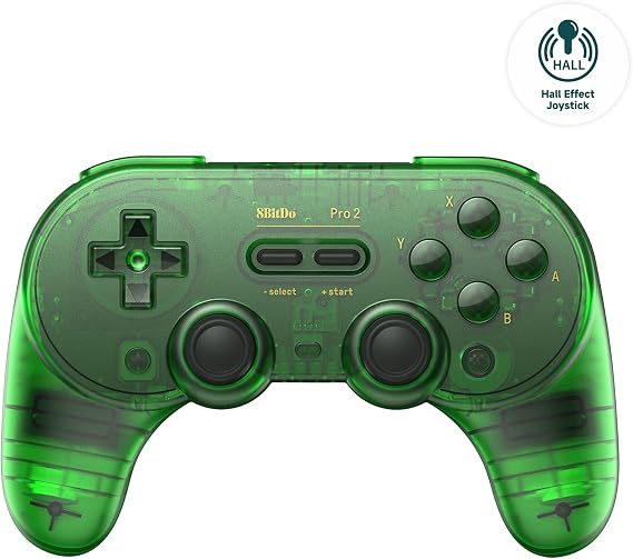 8Bitdo Pro 2 Bluetooth Controller Kablosuz Hall Effect Oyun Kolu,Nintendo Switch/Switch 2,PC, Android,Steam Deck,Apple,macOS, Raspberry Pi Jade Yeşil Edition