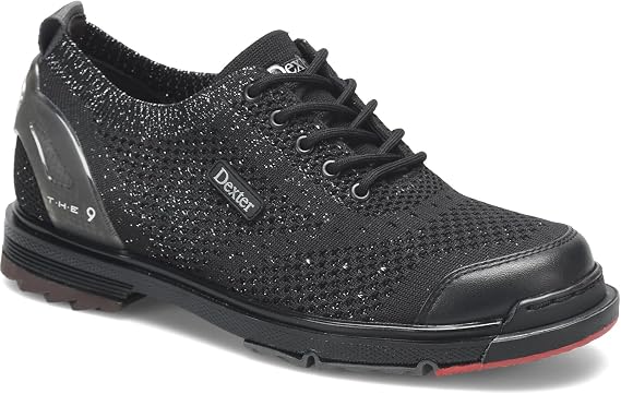 Dexter Women's THE 9 Knit ST Bowling Shoe Black/Silver - Interchangeable Slide Soles and Heels - Made for Both Left and Right Handed Bowlers