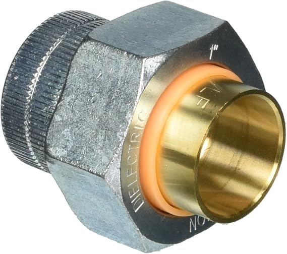 B & K 168-005NL Dielectric Pipe Union, 1 in, FPT x C, 2-1/4 in L, 250 psi, Brass, Galvanized, 180 deg F