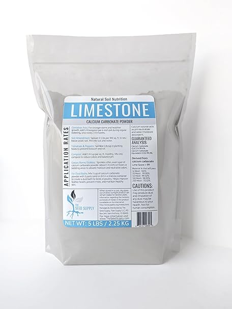 5 Pounds Calcium Carbonate Limestone Powder by The Seed Supply - Rock Dust - Great Soil Amendment and Fertilizer