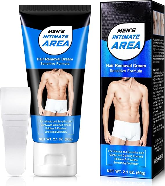Hair Removal Cream for Men, Intimate/Private Body Cream for Unwanted Hair in Underarms, Private Parts, Pubic & Bikini Area, Painless Flawless Depilatory for All Skin Types (1)