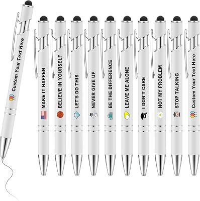 Personalized Pens with NameTextLogo Custom Pens in Bulk Black Ink Engraved Ballpoint Pens for Corporate, Offices, Events, College, Best Gift, White