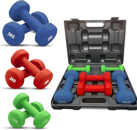 Neoprene Dumbbells Set Pair – Iron Hand Weights for Strength Training, Aerobic Workout & Home Gym Fitness (0.5kg–10kg)