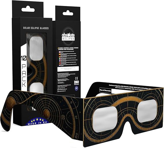 Solar Eclipse Glasses ISO 12312-2 & CE Certified – Safe Solar Viewing for Direct Sun & August 2026 Eclipse | Paper Cardboard Frame, Made in EU | For Kids & Adults