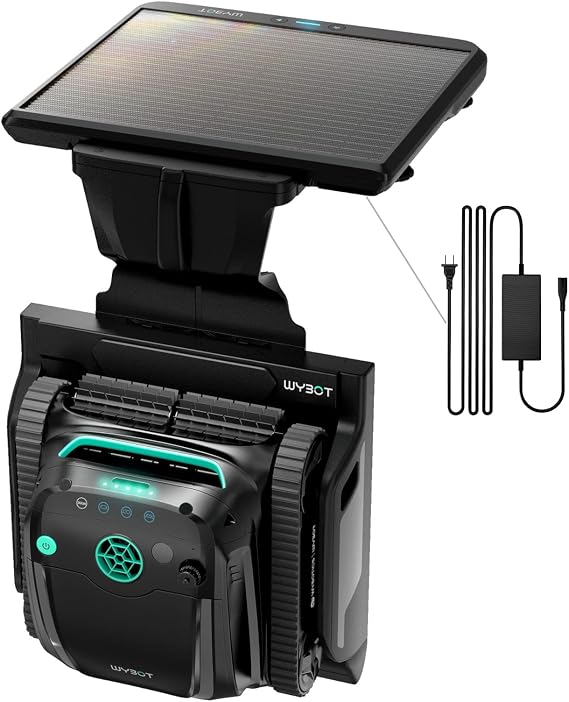 (2026 Upgrade) WYBOT S2 Solar Robotic Pool Cleaner, Cordless Auto Pool Vacuum with App Scheduling, Auto Docking & Charging, 7 Modes & Paths for In-Ground Pools up to 3229 Sq.Ft, Black Green