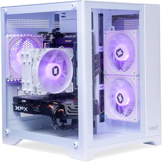 Volt X3 Gaming PC Desktop Computer - Intel e5-1650 v4 4.0GHz, NVIDIA GTX 1070 8GB, 16GB DDR4 RAM, 512GB NVMe SSD, 4 RGB Fans, Wireless WiFi + Bluetooth, Windows 11 Home Activated (White)