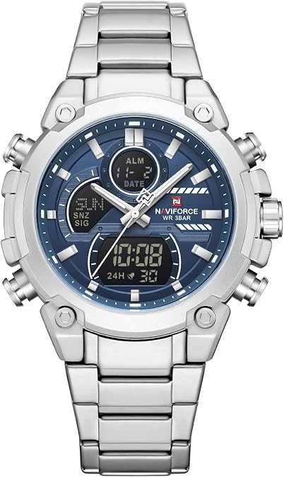 NAVIFORCE Men's Mulitfunction Digital Watches,3ATM Waterproof Analog Watch for Men,Luminous Luxury Wristwatch,Gift