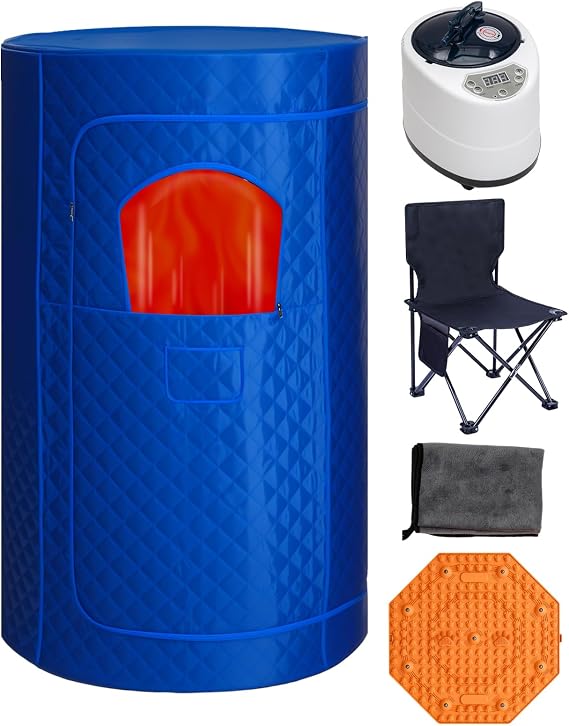 Portable Steam Sauna Tent for Home, Personal Full Body Sauna | Pop Up Indoor Sauna Box with Portable Chair & Remote Control | Home Spa, Relaxation, Detox | at-Home Portable Sauna