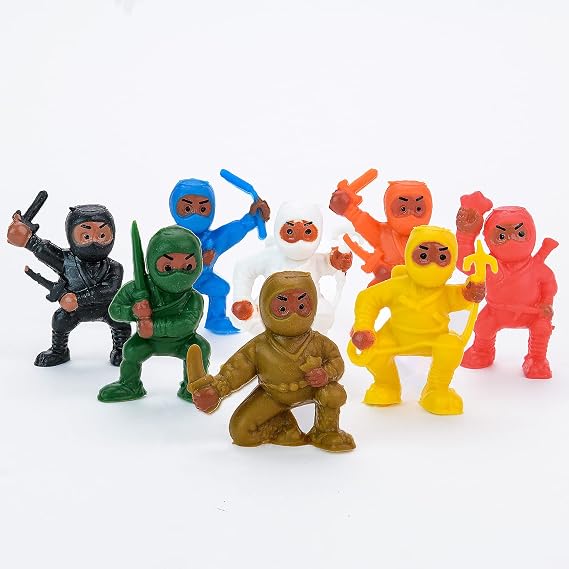 Mini Ninja Action Figures - 25pc Kids Party Favors & Birthday Gifts - Includes Cake Toppers & Easter Egg Fillers