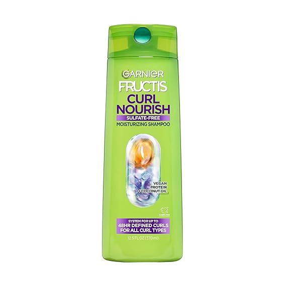 Garnier Fructis Curl Nourish Sulfate Free Moisturizing Shampoo, 12.5 Fl Oz, 1 Count (Packaging May Vary)
