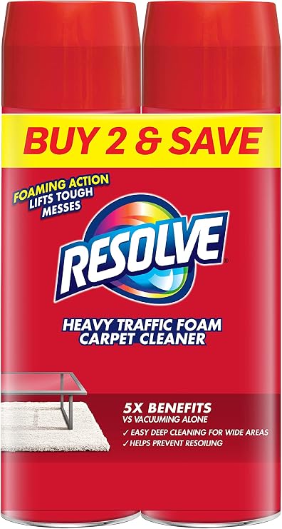 Resolve Dual Pack High Traffic Carpet Foam, 44 oz (2 Cans x 22 oz), Cleans Freshens Softens & Removes Stains