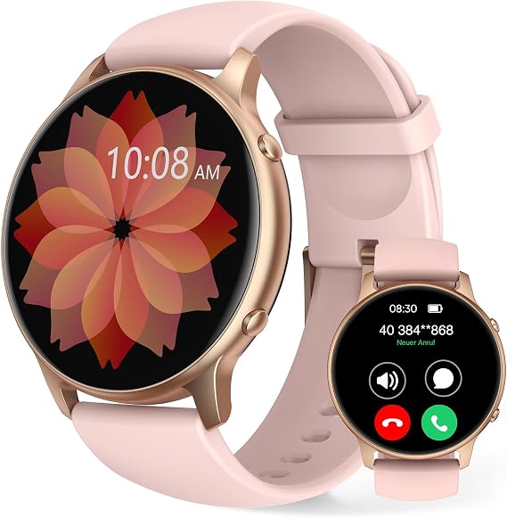 TUYOMA Smartwatch Women's 1.3 Inch Touchscreen Smartwatch with Phone Function IP68 Waterproof Fitness Watch Women with Heart Rate SpO2 Sleep Monitor for iOS and Android