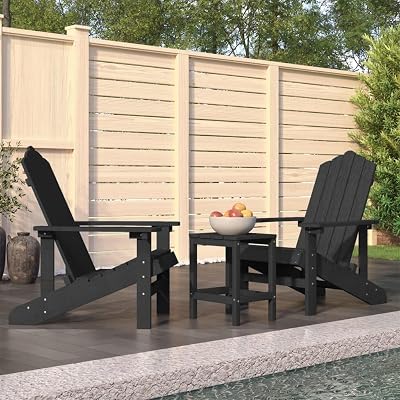 Anthracite HDPE Garden Adirondack Chairs Set, Durable Outdoor Patio Furniture for Balcony, Weather-Resistant Lounge Seating