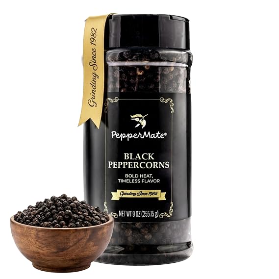 Tellicherry Whole Black Peppercorns 9 oz for Grinder Refill, Bold Heat