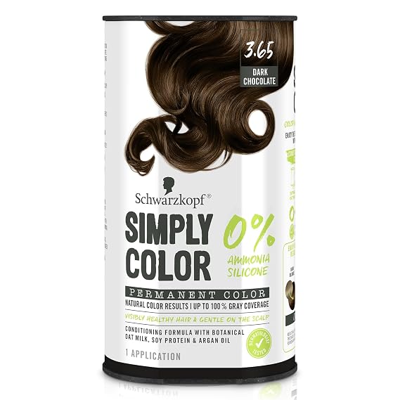 Schwarzkopf Simply Color 3.65 Dark Chocolate Permanent Hair Dye, Cream