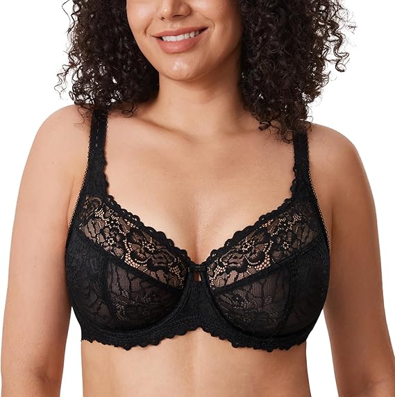 DELIMIRA Women's Minimizer Lace Full Coverage Bras