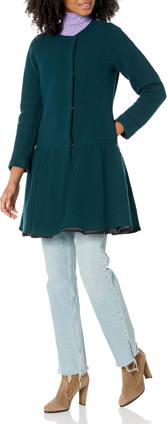 MILLY Women's Wool Flounce Coat