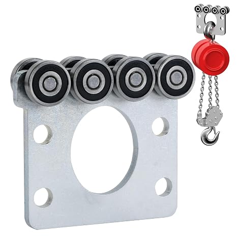 8 Wheel Trolley Assembly Rollers.Bearing Trolley Assembly.The top of the Trolley has Room for Set Screws, Allowing the use of a 1-5/8" high Strut Channel