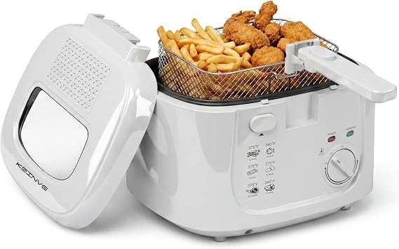 KEINVE 2.5L Electric Deep Fryer with Basket, White