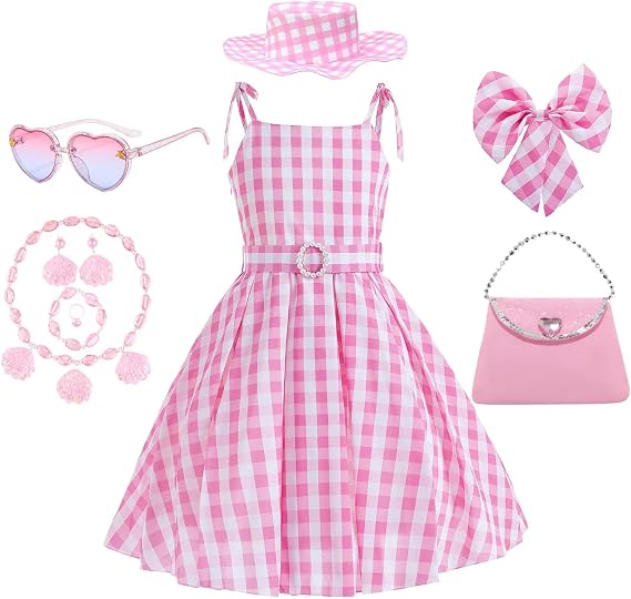Pink Costume for Girls Halloween Dress up from Doll Movie with Accessories